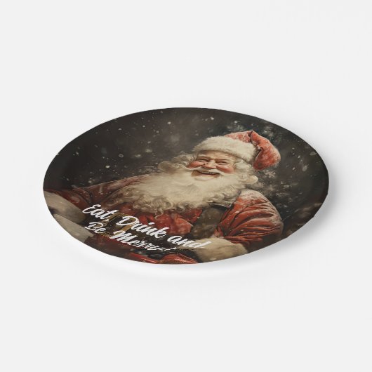 Eet Drink Wees vrolijk  Sinterklaas Kerstmis Papieren Bordje (Gekanteld)