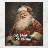 Eet Drink Wees vrolijk  Sinterklaas Kerstmis Wijn Etiket (Enkel label)