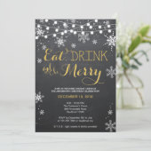 Eet Drink & wees vrolijk Uitnodiging / Kerstuitnod (Staand voorkant)