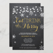 Eet Drink & wees vrolijk Uitnodiging / Kerstuitnod (Voorkant / Achterkant)