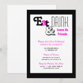 Eet, drink "weggaan als vrienden" roze zwart kaart (Voorkant / Achterkant)