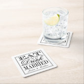 Eet, Drink & word getrouwd Modern Wedding Kartonnen Onderzetters (Insitu)