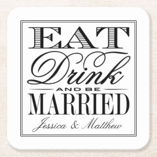 Eet, Drink & word getrouwd Modern Wedding Kartonnen Onderzetters