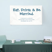 Eet Drink worden getrouwd Modern Navy Blue bruilof Spandoek (Beurs)