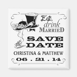 Eet Drink worden getrouwd Save the Date Magneet