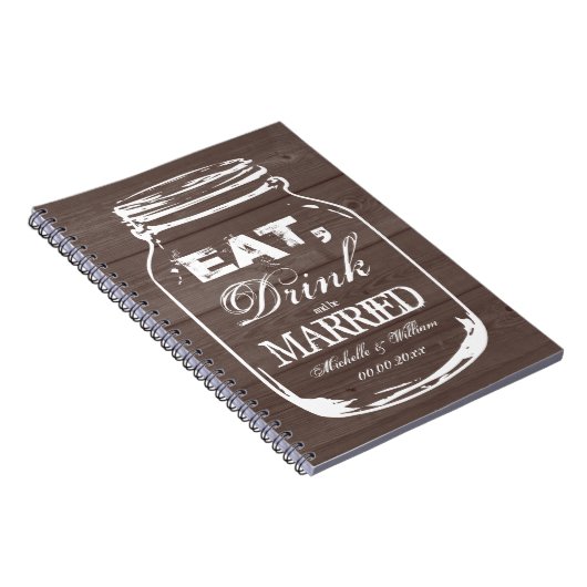 Eet drink worden getrouwde metselaar pot bruiloft  notitieboek (Rechterzijde)