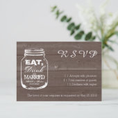 Eet drink worden getrouwde metselaar pot RSVP trou Kaartje (Staand voorkant)
