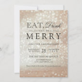 Eet drink worden vrolijk Vakantie roos gouden glit Kaart (Voorkant)