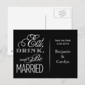 Eet, Drink, Wordt Getrouwd Aankondigingskaart (Voorkant / Achterkant)