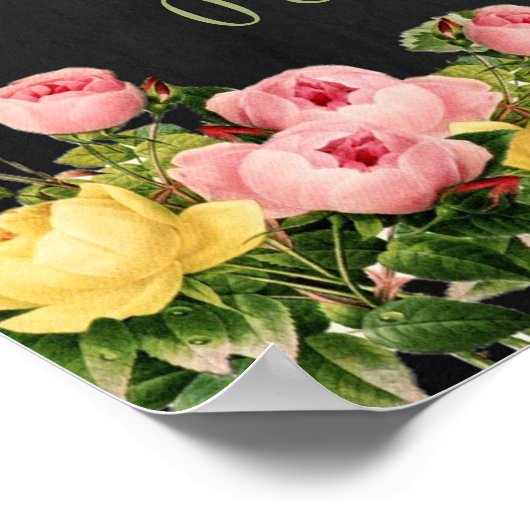 Eet, Drink & Wordt Getrouwd! Bloemrijke Chalkboard Poster (Hoek)