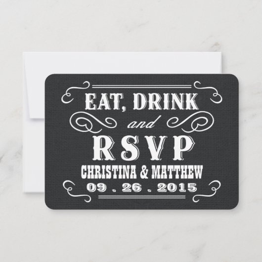 Eet Drinkt & RSVP Westerse Bruiloft Antwoordkaart  Kaartje (Achterkant)