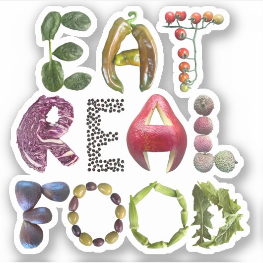 Eet echt voedsel - Gezond eten Voedsel Quote Sticker (Voorkant)