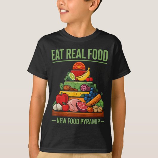 Eet Echte Voedsel Voedselpiramide Ontwerp T-shirt (Voorkant)