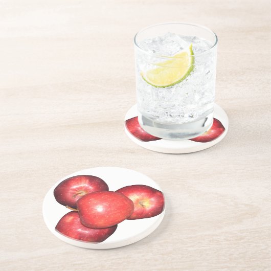 Eet een appel en ga naar bed zandsteen onderzetter (Zijkant)