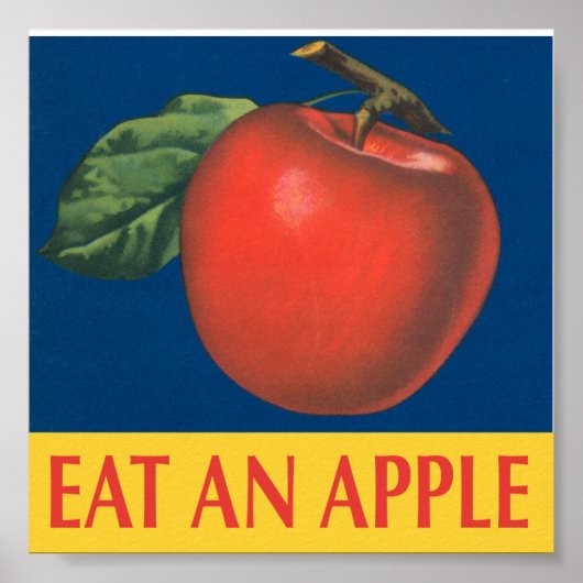 Eet een Apple met illustratie Poster (Voorkant)