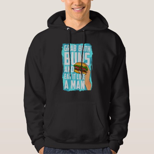 Eet een hamburger pak beide broodjes en eet het al hoodie (Voorkant)
