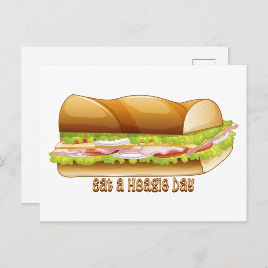 Eet een Hoagie Day, onderzeeër sandwich Briefkaart (Voorkant / Achterkant)