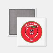 Eet een rode appeldag magneet (Voorkant / Achterkant)
