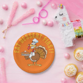 Eet eerst dessert! Thanksgiving Turkije Cartoon Papieren Bordje (Feest)