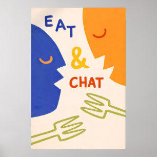 Eet en klets poster, moderne abstracte keukenmuur poster