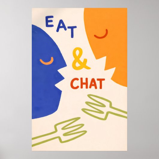 Eet en klets poster, moderne abstracte keukenmuur poster (Voorkant)