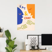 Eet en klets poster, moderne abstracte keukenmuur poster (Thuiskantoor)