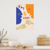 Eet en klets poster, moderne abstracte keukenmuur poster (Keuken)
