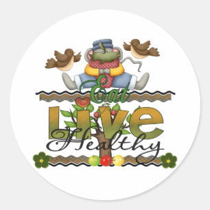 Eet en leef gezond ronde sticker