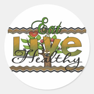 Eet en leef gezond ronde sticker