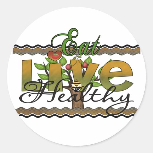 Eet en leef gezond ronde sticker (Voorkant)