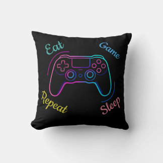 Eet Game Slaap Herhaal | Neon Gamer Aanpasbare Ty Kussen