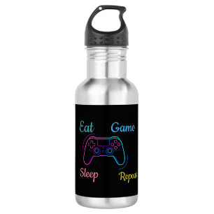 Eet Game Slaap Herhaal Neon Gamer Aanpasbare Ty Waterfles