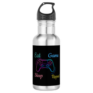 Eet Game Slaap Herhaal | Neon Gamer Aanpasbare Ty Waterfles