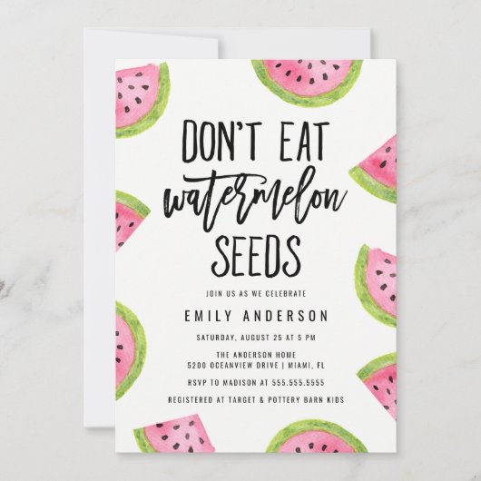 Eet geen Baby shower van Watermeloen Kaart (Voorkant)