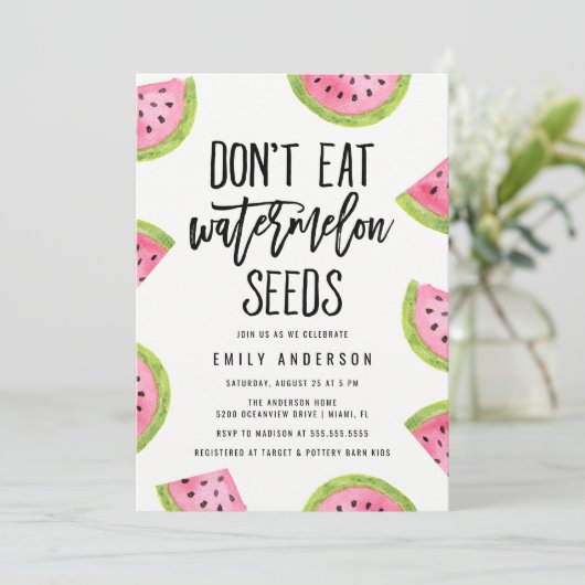 Eet geen Baby shower van Watermeloen Kaart (Staand voorkant)