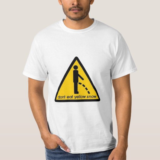 'EET GEEN GEEL SNEEUW' FUNNY SNOWBOARD SKI T-SHIRT (Voorkant)