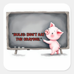 " eet geen kleurpotloden" Varkens klassticker Vierkante Sticker