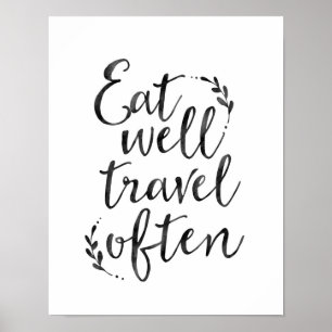 Eet goed reis vaak typografie citeert poster