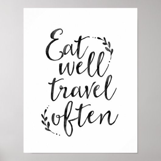 Eet goed reis vaak typografie citeert poster (Voorkant)