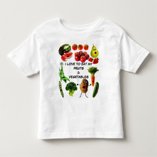 Eet groenten en fruit kinder shirts (Voorkant)