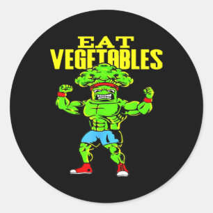 Eet Groenten Grappige Broccoli Fitness Kracht Ronde Sticker