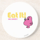 Eet het met Mr Greedy Zandsteen Onderzetter (Voorkant)
