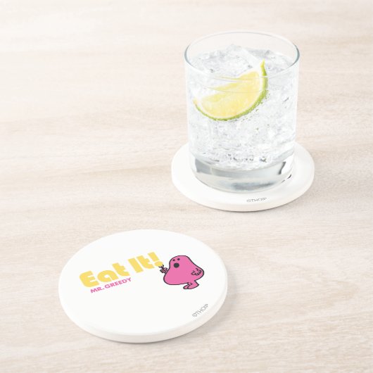 Eet het met Mr Greedy Zandsteen Onderzetter (Zijkant)