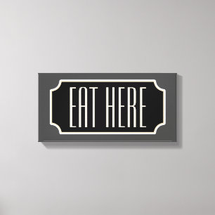 Eet hier bord voor de keuken canvas kunst cadeau d