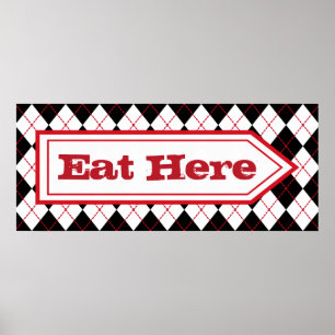 Eet hier diner bord poster