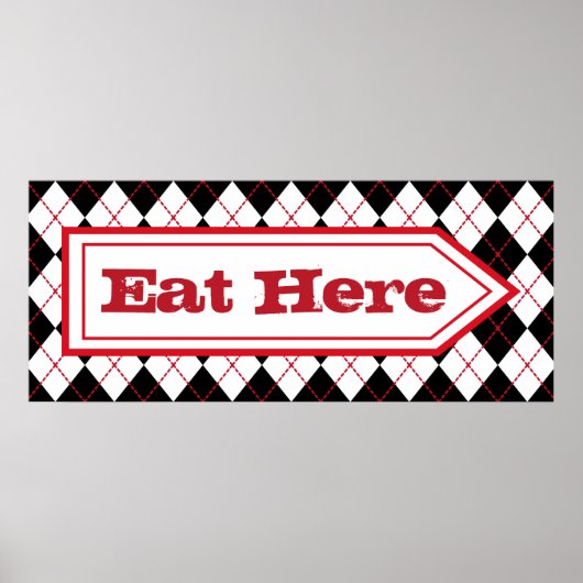 Eet hier diner bord poster (Voorkant)