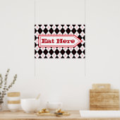 Eet hier diner bord poster (Keuken)