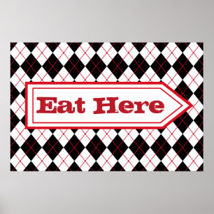 Eet hier diner bord poster