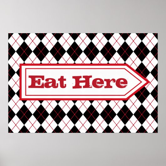 Eet hier diner bord poster (Voorkant)