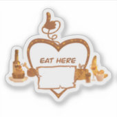 Eet hier restaurant sticker zaken lekker (Voorkant)